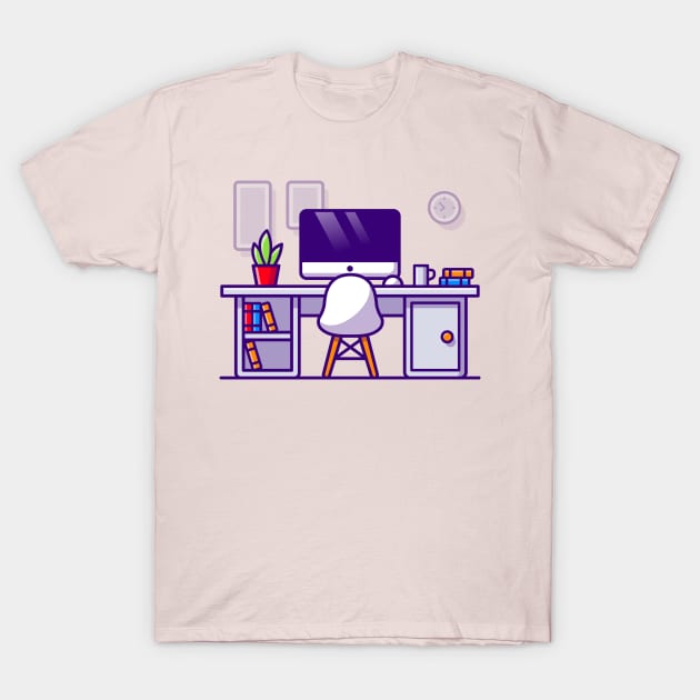 Workspace Cartoon Illustration T-Shirt by Catalyst Labs